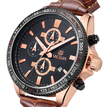 30 m resistente al agua calendario multifuncional actividades puntero alta calidad de cuero, reloj de hombre, marca de relojes de cuarzo