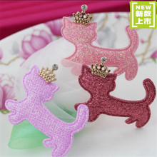Wholesale DIY Hair Jewelry Garment Brooch Decoration Material 50PCS Glitter Christmas Crown Cat Animal Button Patch Stickers