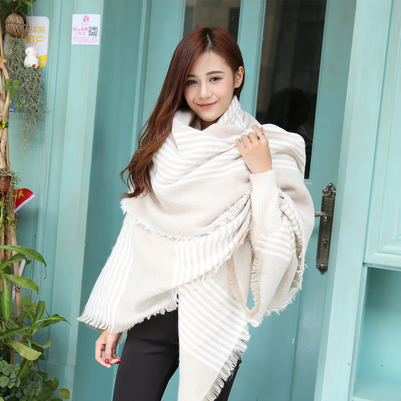 2015 new za Scarf Women scarves font b Tartan b font Plaid Scarf Beige Cozy Checked