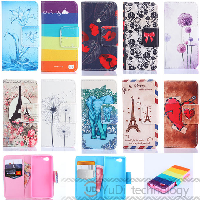 Luxury Flip Wallet Cover For Sony Xperia Z2 Compact Z2 mini Case Back Stand With Card