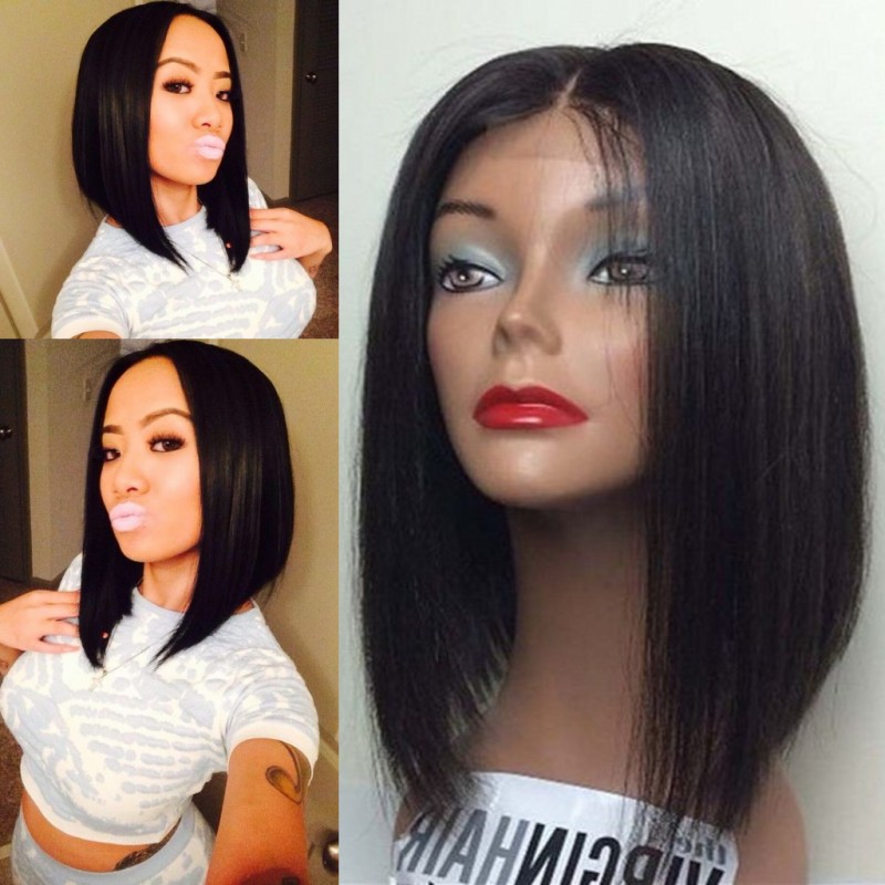 Фотография Brazilian Virgin Full Lace Human Hair Wigs Bob Wigs Glueless Full Lace Wigs Straight Lace Front Human Hair Wigs For Black Women