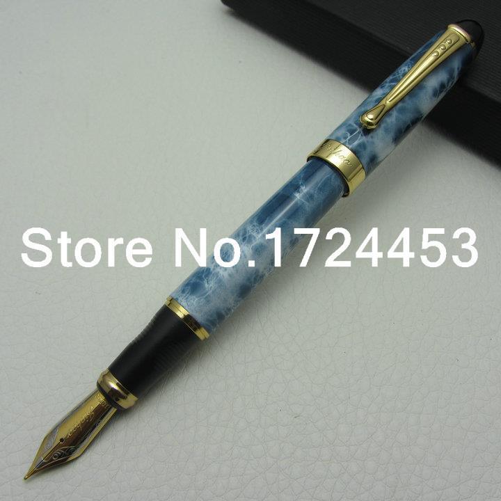 JINHAO Sky Blue And Gold clip Fountain Pen M Nib with gift box J1108