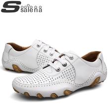 Genuine Leather Shoes Men Casual Shoes Male New 2016 Fashion Breathable Flat Heel Boats Shoes For Men Driving Shoes A128