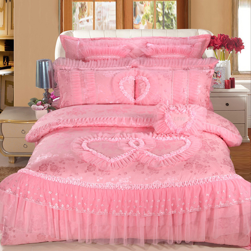 6pc/7pc Wedding bedding set king queen size hot sale bed cover bed set ...