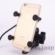 Universal 12v X-Grip Motorcycle Scooter Cell Phone Cradle Holder, 5V 2.1A USB port Car Charger for iPhone Samsung HTC SonySmart