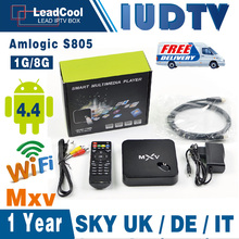 MXV Quad Core Android TV BOX S805 Android 4.4 KODI WIFI H.265 Media Player With One Year Iudtv Iptv Account 900 Channels