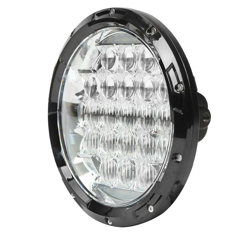 Black 70W 7" Sealed Beam Round Motorcycle Headlight White LED Daymaker