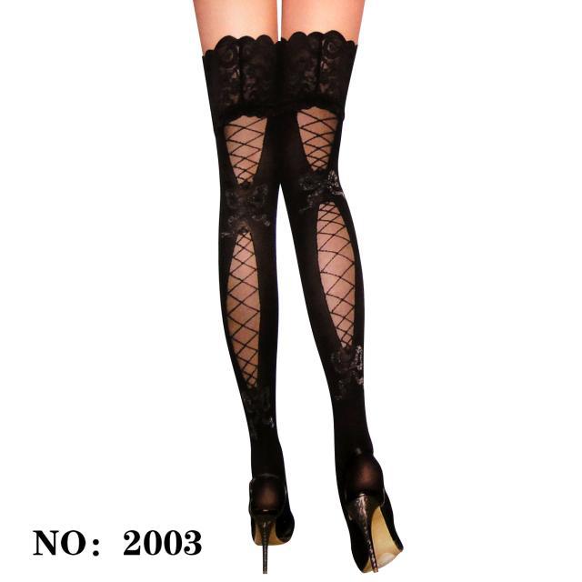 Lace Decoration Thigh High Stockings Pantyhose Tig...