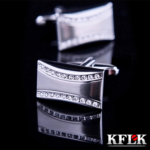 KFLK Jewelry Brand cuff buttons gemelos Silver Crystal cuff links High Quality abotoadura shirt cufflinks for mens Free Shipping