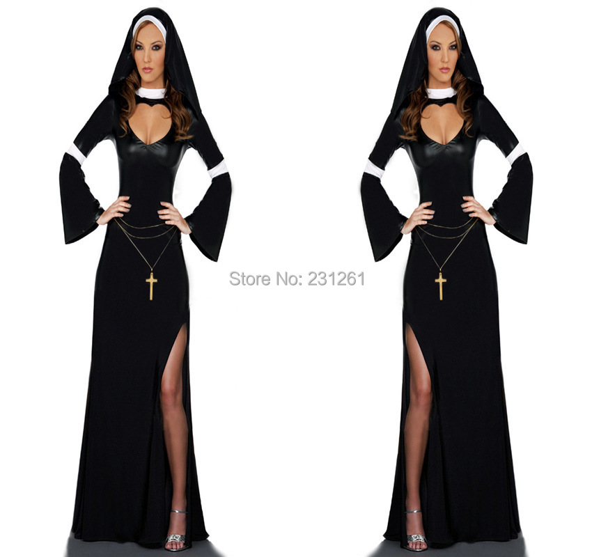 2014 new sexy nun costumes role-playing Halloween masquerade cosplay party show stage performance clothing high quality