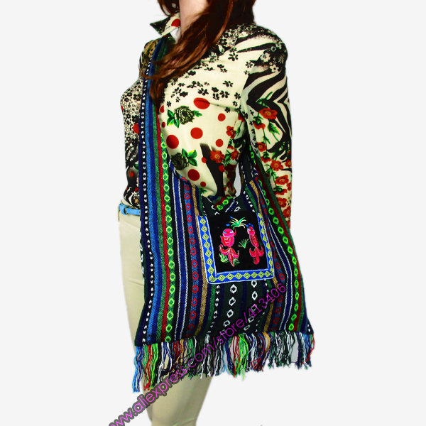 Hmong Vintage Ethnic Tribal Thai Indian Boho shoulder bag messager bag linen handmade embroidery Tapestry SYS