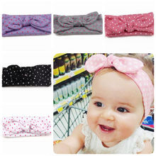 1pcs Fashion Infant Baby Girls Kids Toddler Polka Dot Turban Knot Rabbit Hairband Headband Head wrap Hair Band Accessories