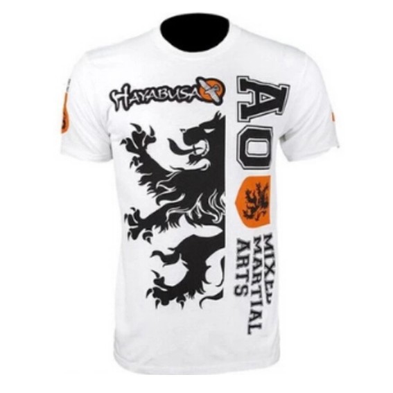 New 2014 Brand MMA T shirt Overeem Black White Traning Kick Boxing Fight Co...
