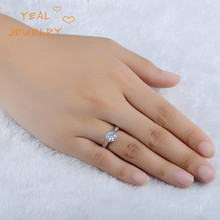 YEAL Genuine 925 Sterling Silver Jewelry CZ Diamond Ring Wedding Rings For Women Clear Stone Vintage
