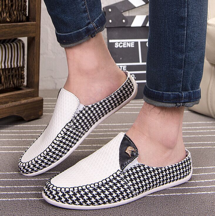 New hot sale Men loafers 2015 checkered black white Mens loafers soft PU leather shoes men fashion flat loafers Drivind shoes