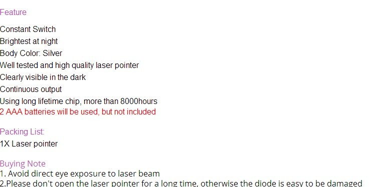 Description Picture 2 of itemJSHFEI Blue Pointer Pen Military pointer green pen 650nm red  wholesale 450nm Laser Pointer Remote Flashlight Teaching