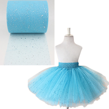 2016 new sequins tulle roll turquoise sequins tulle roll 6″ X100yards blue glitter tutu skirt for girls party decorative