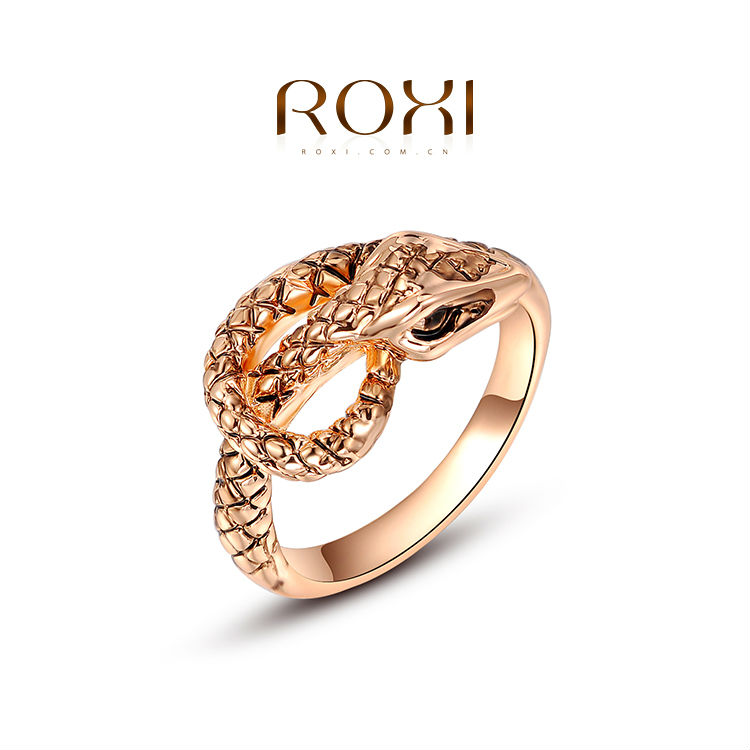 ROXI 2015 Valentine s Day Gift Rose Gold Plated Snake Ring Statement Rings Fashion Jewelry For
