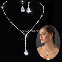 Celebrity Inspired Crystal Tennis Long Necklace Set Earrings Factory Price Wedding Bridal Bridesmaid Jewelry Sets 14F2AF048