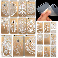 Hot Sales Painted Pattern Flower Case for iPhone 6 4.7 Henna White Floral Paisley Flower Mandala Tpu Soft Ultra Thin Phone Case