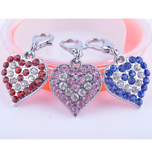 Brand New Design Rhinestone Jewelry Heart Shaped Tags Collar Charm Dog Accessories Products For Animals