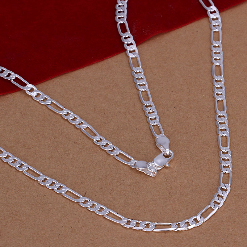 Free Shipping Newest silver plated fashion necklaces for women 2015 4MM 16 30 Chains collares summer