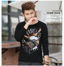 Animal Series Eagle Funny Winter Long Sleeved Men’s T-shirts Cotton 3D Thicken Cashmere Tops