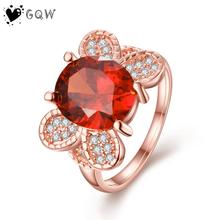 Simulation Diamond  Ruby Ring Wholesale High Quality Nickle Free Antiallergic New Fashion Jewelry 18K Gold PlatedRing
