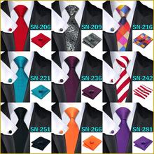 40 Style Tie hanky cufflink Sets 2015 Fashion 100 Silk Neckties Ties for mens gravata For