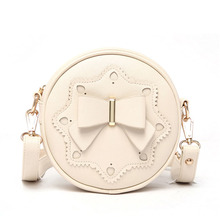 2016 Fashion Retro Mini Round Messenger Bags Sweet Cute Girls Bow Shoulder Bag Famous Brand Designer Lolita Bag bolsos XA73H