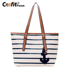 Fashion Women Handbags Stripe navy wind anchor one shoulder Bag leisure shopping Tote bags wholesale freeshipping