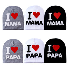 2015 Fashion Autumn Baby Hat Knitted Warm Cotton Toddler Beanie Baby Cap Kids Girl Boy I Love Papa Mama Print Kid Hats
