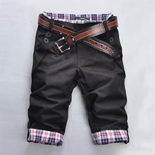2015 New Summer Style Shorts Mens Cargo Shorts Five Pants Plaid Hem Pocket Casual Short Pants