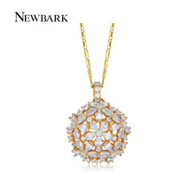 NEWBARK Trendy Flower Cluster Design Cubic Zirconia Diamond Paved Necklace 18K Gold And Platinum Plated Jewelry