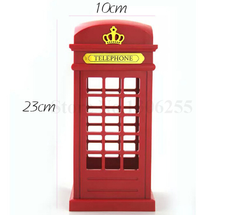 Vintage London Telephone Booth Designed USB Charging LED Night Lamp Touch Sensor Table Desk Light for Bedroom Students Dormitory Illumination Home Bar Decoration Novelty Birthday Adjustable Brightness