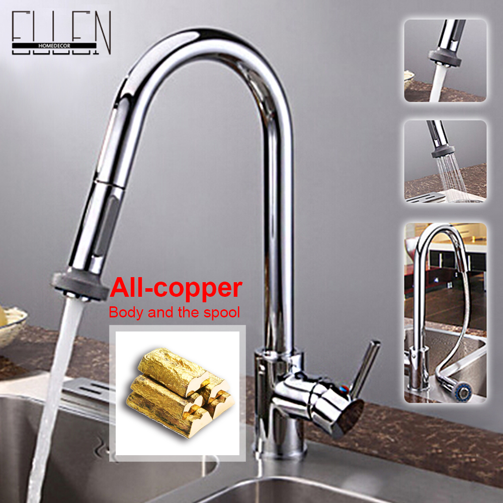 Single lever kitchen faucet with mixer hot and cold water tap pull out kitchen sink taps