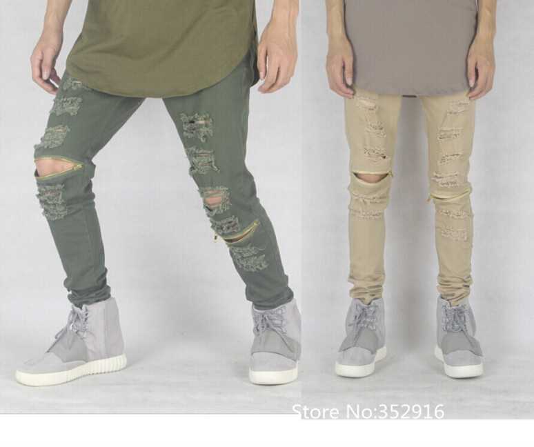 olive ripped jeans mens