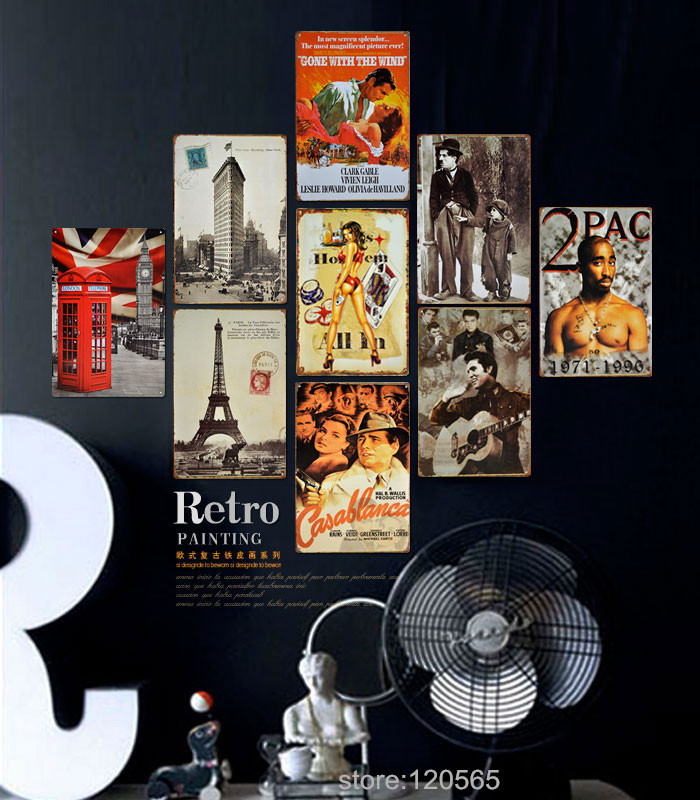 Alta calidad vintage carteles de chapa de pared decoración casa ...