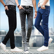 New 2016 Men’s Tight Pencil jeans Male Slim Blue Fashion Casual Denim Trousers Men Skinny Jean Pants Size 28-34 Free Shipping