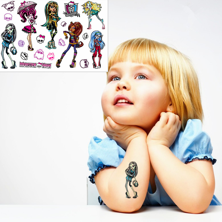 Monster High Phantom Dolls Elf Flash Tattoo Sticker 17 10cm Waterproof ASTM Pigment Henna Temporary Tatoo