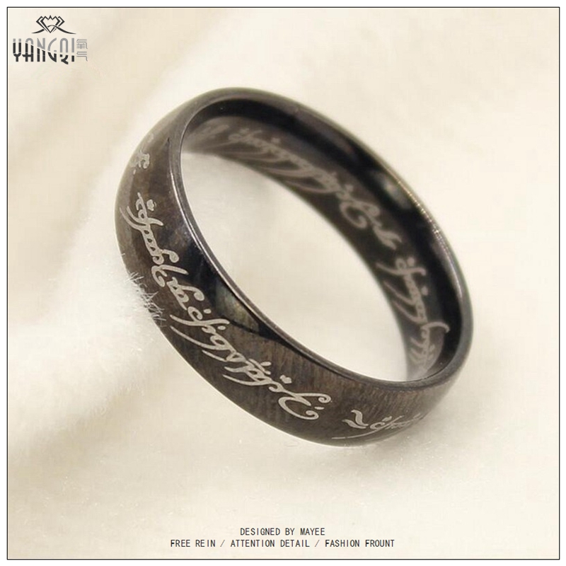 hobbit letter rings gold silver black stainless steel the lord one rings titanium steel 6mm men - The One Ring Wedding Band hobbit letter rings gold silver black stainless steel the lord one rings titanium steel 6mm men - The One Ring Wedding Band