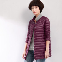 2016 Winter New Duck Down Coat Women Long Thin Jacket Plus Size Slim Casual Jacket Stand Collar Patchwork Warm Parkas JA174