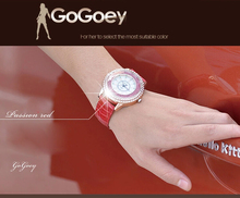 GOGOEY 2015 New Fashion Ladies Leather Crystal Diamond Rhinestone Watches Women Beauty Dress Quartz Wristwatch Hours