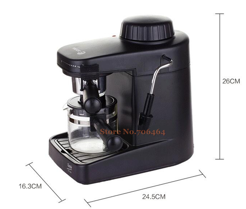 Black automatic espresso coffee machine portable drip coffee maker cappuccino with milk steaming ...