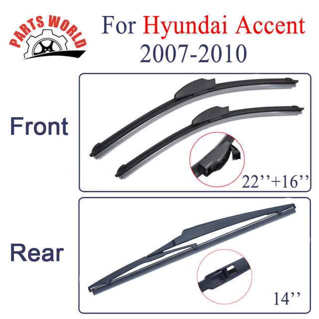 Combo Silicone Rubber Front And Rear Wiper Blades For Hyundai Accent,2007 2010,Windscreen Wipers 2010 Hyundai Accent Rear Wiper Blade Size
