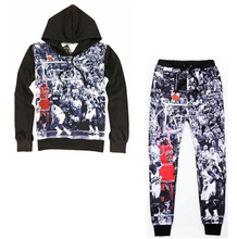 Hip hop 3d sweatshirt&joggers 3d sweat suits printed Jordan dunk suit set men/women Street clothes Sports suit 2 pieces