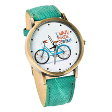 lackingone relojes mujer 2015 Fashion relogio feminino hot sale watch women Bike Bronze Jean Fabric Band