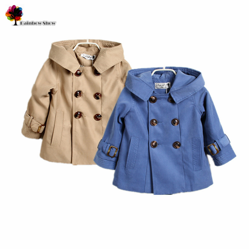 New Children Coat Girls Spring and Autumn Coat Classical Double-breasted Coat Children Trench