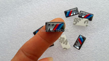 Free shipping, 100pcs/lot, New Car styling M small Decorative Badge Hub caps Steering wheel Car Emblem Sticker 17.4 X 9.4 mm