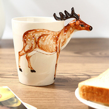Creative gift Ceramic coffee milk tea mug 3D animal shape Hand painted animals Giraffe Cow Monkey